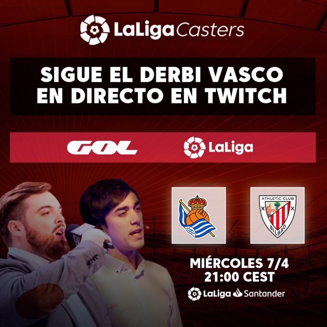 LaLiga y GOL ofrecerán el derbi vasco en Twitch con los comentarios de Ibai Llanos.