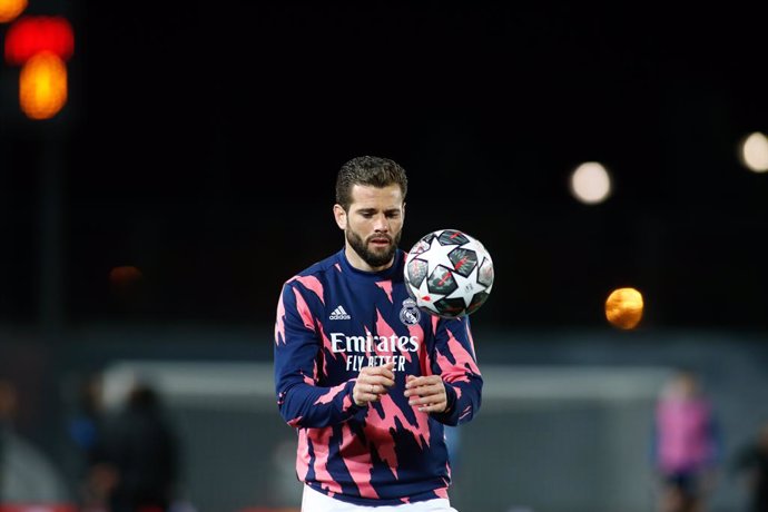 Nacho Fernandez of Real Madrid warms up during the UEFA Champions League, Round of 16, football match played between Real Madrid and Atalanta de Bergamo at Alfredo di Stefano on March 16, 2021, in Valdebebas, Madrid, Spain.