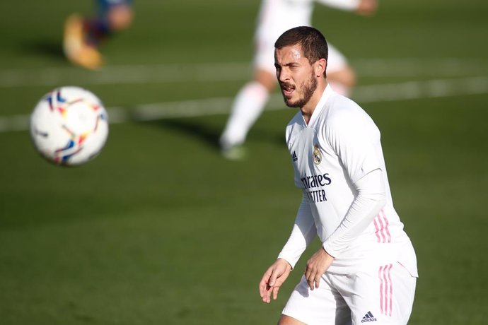 Archivo - Eden Hazard of Real Madrid in action during the spanish league, La Liga Santander, football match played between Real Madrid and Levante UD at Ciudad Deportiva Real Madrid on january 30, 2021, in Valdebebas, Madrid, Spain.