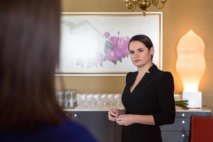 La líder opositora bielorrusa Svetlana Tijanovskaya