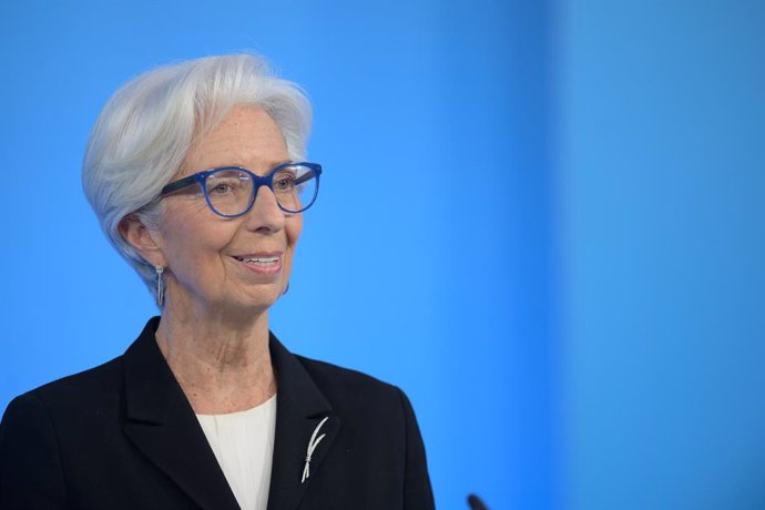 HANDOUT - 11 March 2021, Frankfurt: European Central Bank (ECB) President Christine Lagarde speaks during a press conference following the meeting of the Governing Council of the European Central Bank. Photo: Martin Lamberts/ECB/dpa - ATTENTION: editori