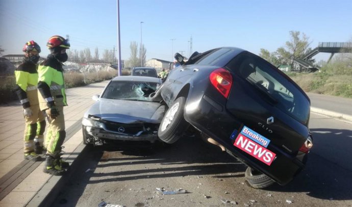 Accidente en Valladolid, por el que tuvo que ser atendida una mujer.
