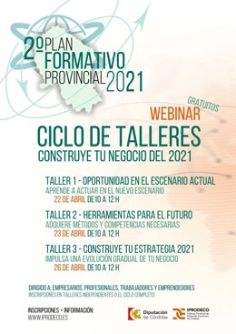 Cartel del ciclo de talleres 'Construye tu negocio 2021'