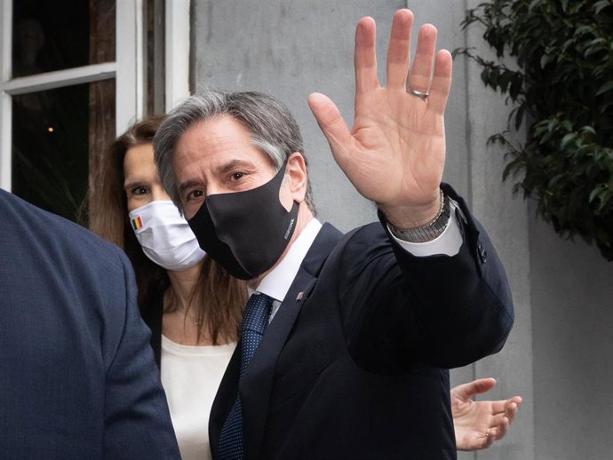 Antony Blinken durante una visita a Bruselas