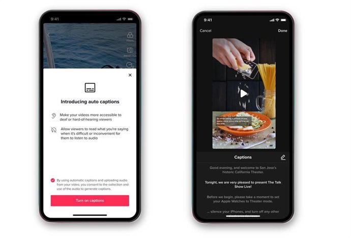 Transcripciones de texto automáticas de TikTok.