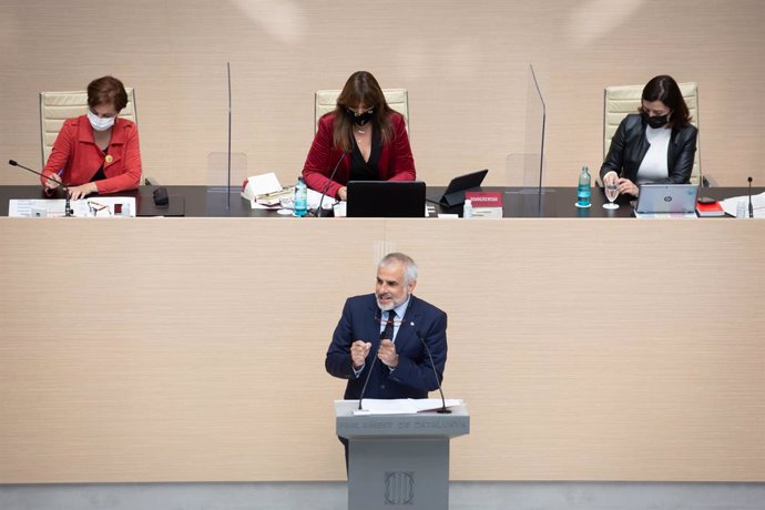 El líder de Cs al Parlament, Carlos Carrizosa, en la segona sessió del debat d'investidura a la presidncia de la Generalitat. Catalunya (Espanya), 30 de mar del 2021.