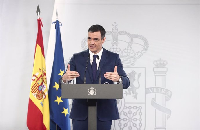 El president del Govern espanyol, Pedro Sánchez, en una roda de premsa a La Moncloa després del Consell de Ministres (Arxiu)