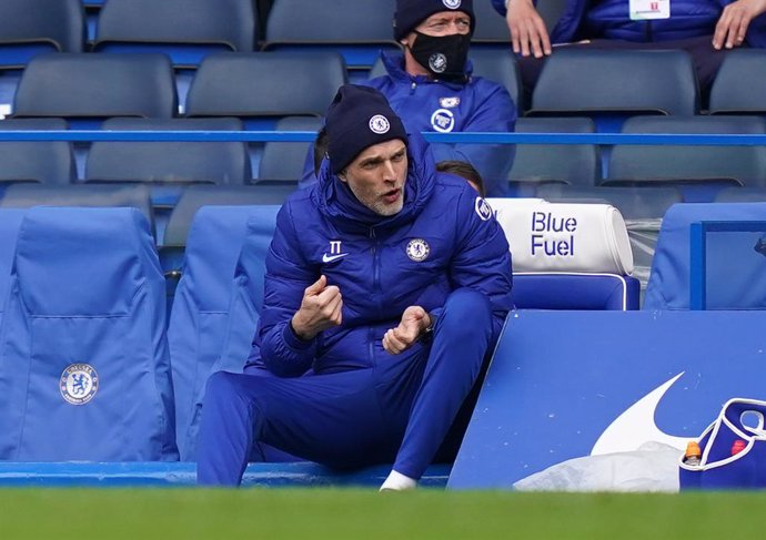 03 April 2021, United Kingdom, London: Chelsea's manager Thomas Tuchel gestures on the touchline during the English Premier League soccer match between Chelsea and West Bromwich Albion at Stamford Bridge. Photo: John Walton/PA Wire/dpa