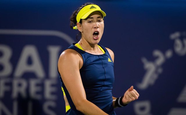 Garbiñe Muguruza celebra un punto durante un torneo