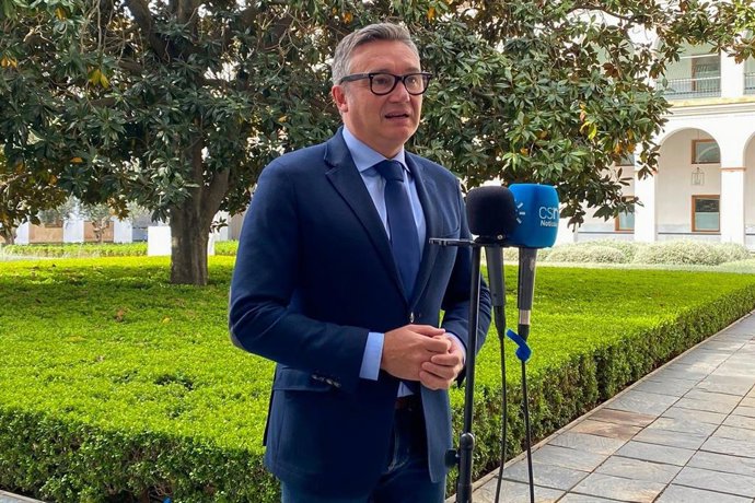 El presidente del grupo de Vox en el Parlamento de Andalucía, Manuel Gavira, en una foto de archivo en una rueda de prensa.