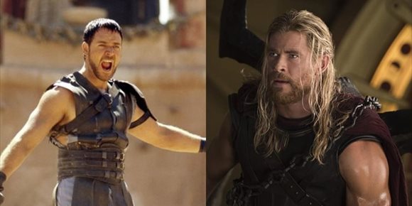 1. Chris Hemsworth sería el hijo de Russell Crowe en Gladiator 2