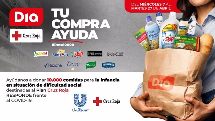 Unilever, DIA y Cruz Roja lanzan la iniciativa 'Tu Compra Ayuda' para ayudar a menores en situación de exclusión por la pandemia
