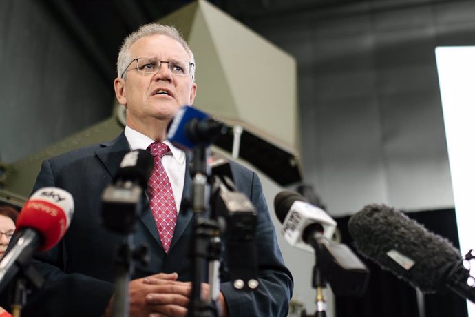 The Prime Minister Scott Morrison during the opening of Raytheon Australia's Centre for Joint Integration in Adelaide, Wednesday, March 31, 2021. (AAP Image/Morgan Sette) NO ARCHIVING
