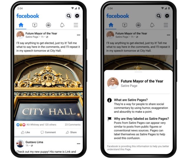 Etiquetas para los autores de las publicaciones de Facebook.