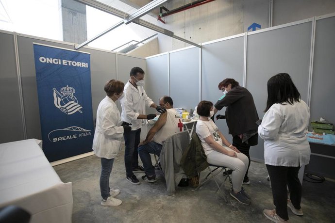 DFA. Real Sociedad. Vacunacion Covid19. Estadio Reale Arena. Donostia. Gipuzkoa.