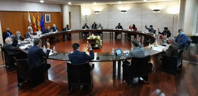 Pleno de la Diputación de Huesca, 8 de abril de 2021.