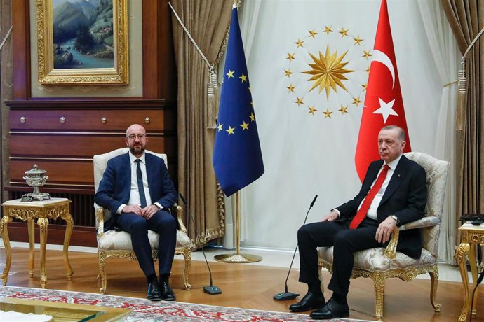 Charles Michel y Recep Tayyip Erdogan