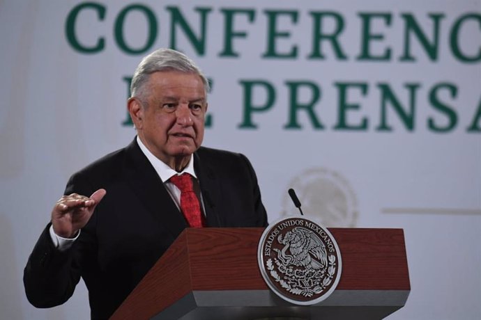 08 April 2021, Mexico, Mexico City: Mexican President Andres Manuel Lopez Obrador speaks during a press conference at the National Palace. Photo: -/El Universal via ZUMA Wire/dpa
