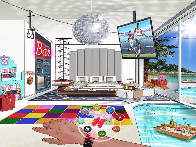 La suite perfecta para los españoles cuenta con una gran cama, una televisión enorme, piscina privada...