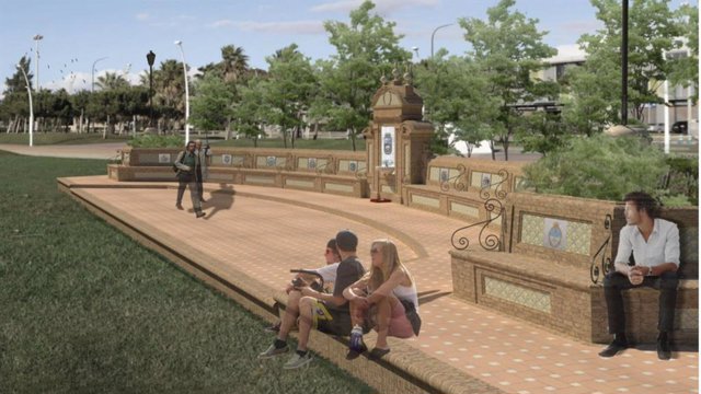 Reconstrucción de la Fuente de las Naciones.