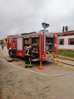 Intervención de los bomberos en Quintana Redonda.