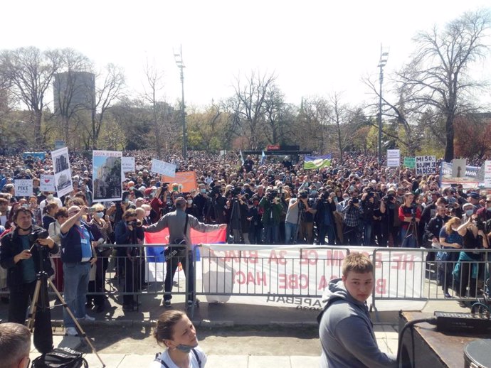 Manifestación ecologista en Belgrado, Serbia