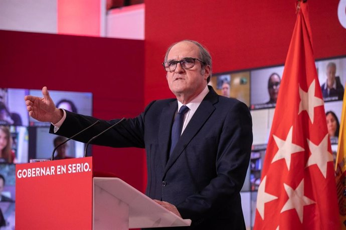 El candidato del PSOE a la Presidencia de la Comunidad de Madrid, Ángel Gabilondo, durante un encuentro virtual con alcaldes socialistas