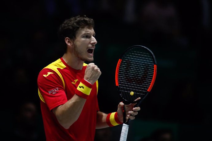 Archivo - Pablo Carreno of Spain in action during his match played against Guido Pella of Argentina during the Day 5 of the 2019 Davis Cup at La Caja Magica on November 22, 2019 in Madrid, Spain.