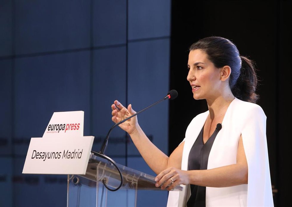 La candidata de Vox a la Presidencia de la Comunidad de Madrid, Rocío Monasterio, interviene en un Desayuno Madrid de Europa Press