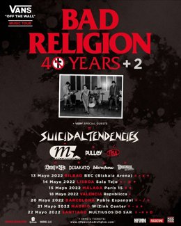 Cartell de la gira de Bad Religion el 2022