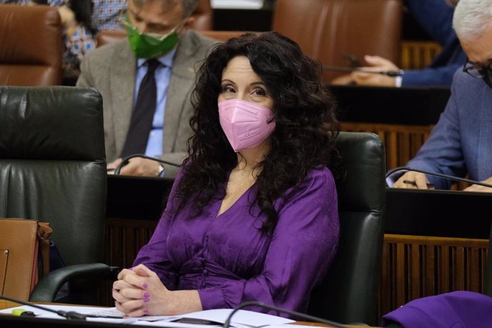 La consejera de Igualdad, Políticas Sociales y Conciliación, Rocío Ruiz, en el Pleno del Parlamento