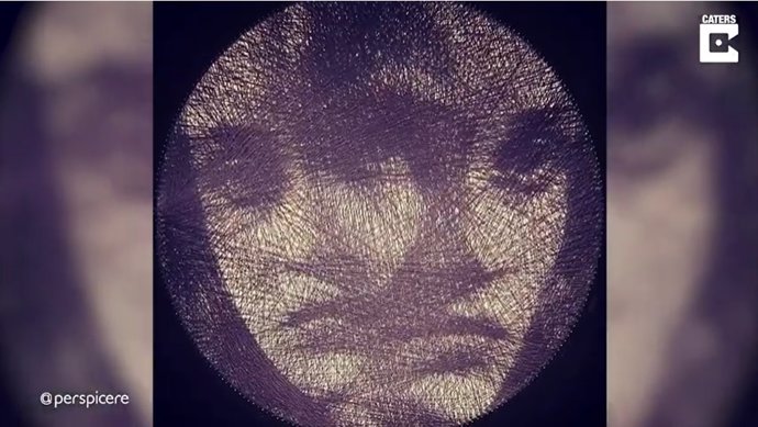 Este artista crea retratos usando un solo hilo de coser