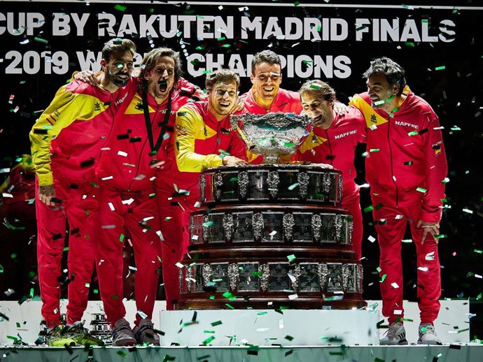 Archivo - Canada vs Spain, Final, Spain players celebrate after winning the Davis Cup 2019, Tennis Madrid Finals 2019 on November 24, 2019 at Caja Magica in Madrid, Spain - Photo Arturo Baldasano / DPPI