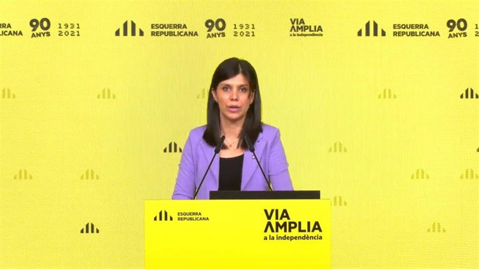 La secretaria general adjunta y portavoz de ERC, Marta Vilalta, en rueda de prensa telemática.