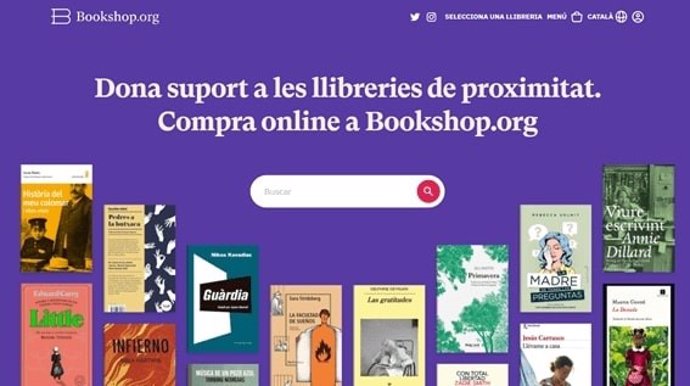 Portal de la plataforma de venda de llibres en línia de llibreries de proximitat, Bookshop.org.