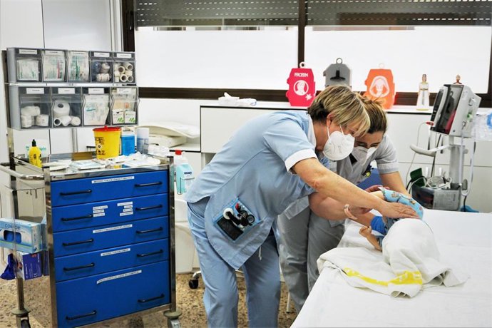 Simulacro realizado en la sala de tratamientos del Hospital de Día Pediátrico del Área de Salud de Tudela.