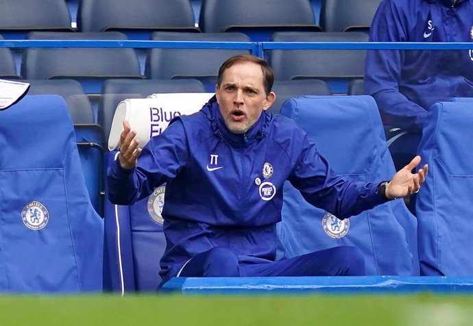21 March 2021, United Kingdom, London: Chelsea manager Thomas Tuchel reacts during the English FA Cup quarter final soccer match between Chelsea and Sheffield United at Stamford Bridge. Photo: John Walton/PA Wire/dpa