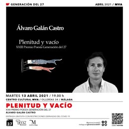 El Centro del 27 de la Diputación presenta 'Plenitud y vacío' de Álvaro Galán Castro