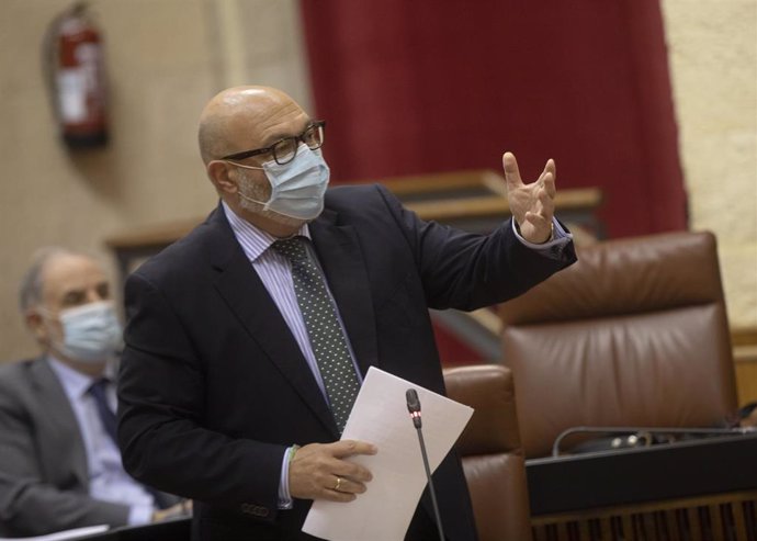 El portavoz del grupo parlamentario Vox, Alejandro Hernández, en una foto de archivo en el Parlamento andaluz.