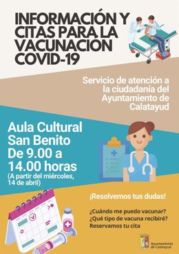 El Ayuntamiento de Calatayud abre una oficina de información y cita previa para la vacunación contra la COVID-19.