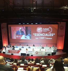 El secretario general de UGT Madrid, Luis Miguel López Reillo, en el Congreso de la Federación Estatal de Servicios, Movilidad y Consumo de UGT