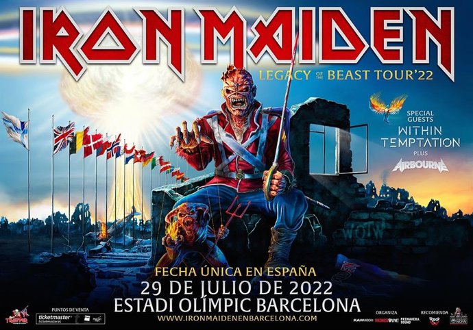 El show de Iron Maiden en el Estadi Olímpic Lluís Companys de Barcelona se traslada al año que viene y contará con Within Temptation y Airbourne como invitados
