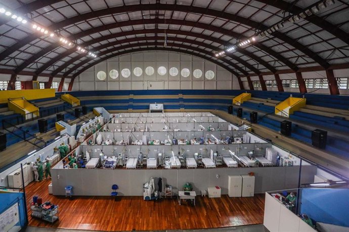 Hospital de campaña en Santo André, Brasil