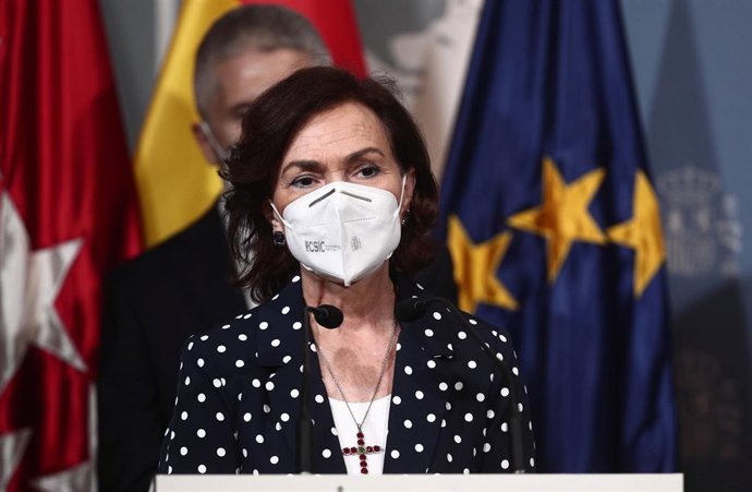 La vicepresidenta primera del Gobierno y ministra de la Presidencia, Relaciones con las Cortes y Memoria Democrática, Carmen Calvo.