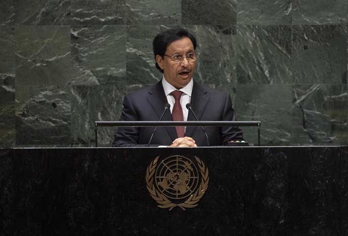 Archivo - FILED - 25 September 2019, US, New York: Jaber Al-Mubarak Al-Hamad Al-Sabah, then Prime Minister of Kuwait, delivers a speech during the 74th session of United Nations General Assembly at the UN headquarters. Al-Mubarak declined to be reappoin