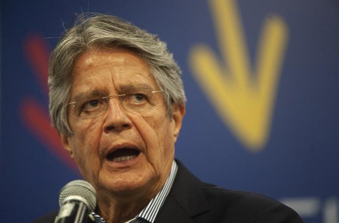 12 April 2021, Ecuador, Quito: Newly elected President of Ecuador Guillermo Lasso speaks at a press conference after winning the Ecuadorian presidential election. Photo: Juan Diego Montenegro/dpa
