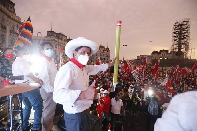 El candidato presidencial peruano Pedro Castillo