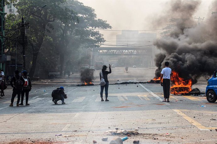 Imagen de archivo de las protestas en Birmania.