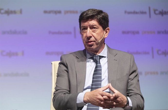 El vicepresidente de la Junta y consejero de Turismo, Juan Marín, en una imagen de 9 de abril de los encuentros informativos de Europa Press Andalucía.