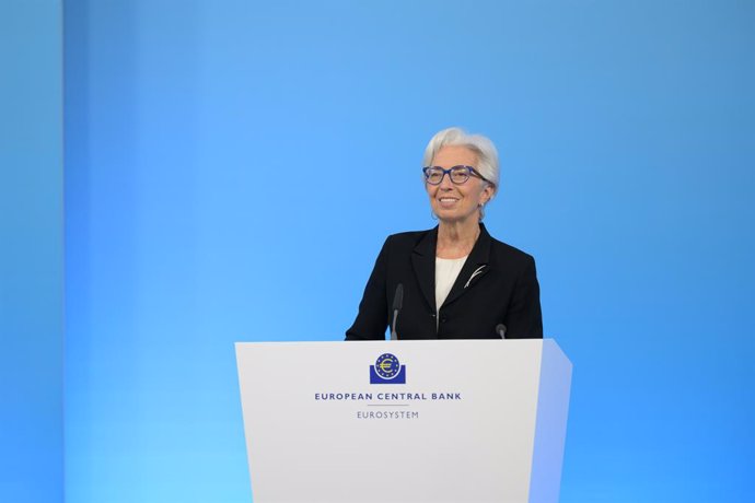 Archivo - HANDOUT - 11 March 2021, Frankfurt: European Central Bank (ECB) President Christine Lagarde speaks during a press conference following the meeting of the Governing Council of the European Central Bank. Photo: Sanziana Perju/ECB/dpa - ATTENTION